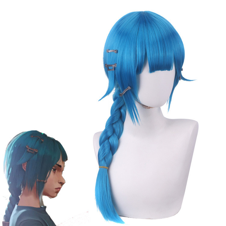 Arcane Jinx Blue Braid Cosplay Tóc Giả Cosplay Chịu Nhiệt Tổng Hợp Tóc Jinx Vị Thành Niên Phụ Nữ Đản