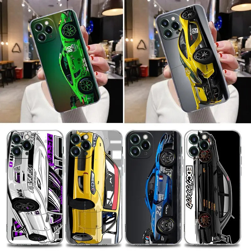 TK-1 Trong Suốt Dành Cho iPhone 16 17,15 14 13 12 11 Pro Max Mini Xs 8 Plus Tokyo JDM Drift Xe Thể T