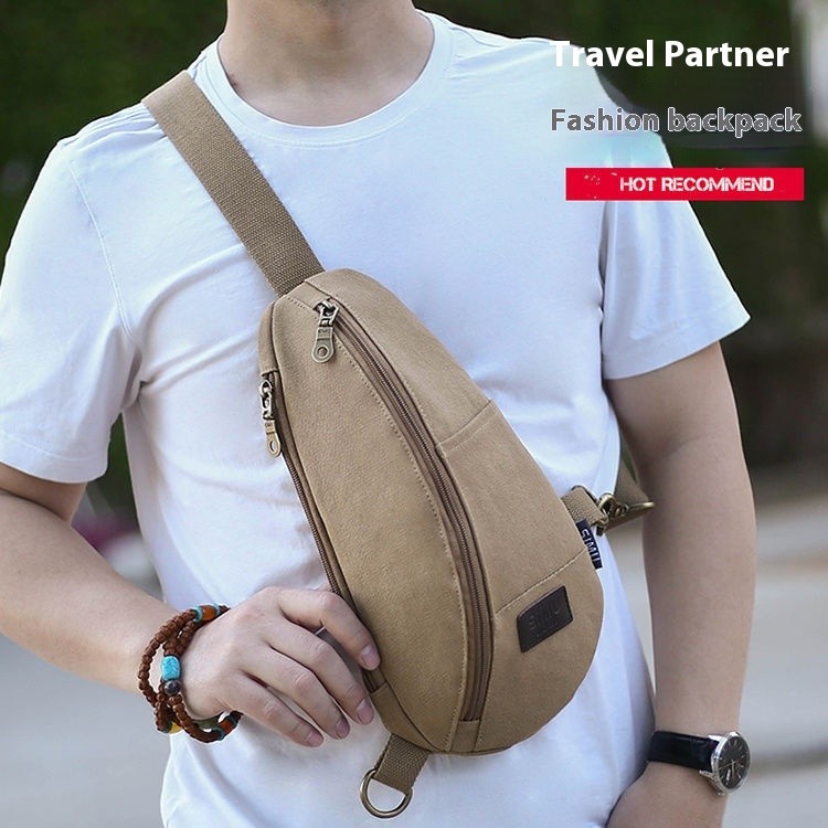 New Men's Bag Chest Bag Chest Bag Men's Korean-Style Fashionable Canvas Casual Bag Outdoor Small Bac