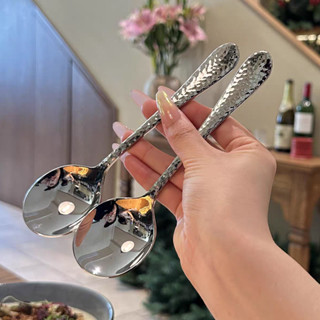  Thìa inox cán dài chống gỉ sáng bóng, muỗng súp đầu tròn thiết kế sang trọng hiện đại cutenery