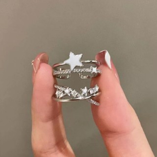 Nhẫn Thời Trang Hai Lớp Ngôi Sao Zircon Nhẫn Nữ Phiên Bản Hàn Quốc Tinh Tế Người Bạn Thân Nhẫn Học Sinh Ánh Sáng Sang Trọng Cao Cấp Cảm Giác Nhẫn