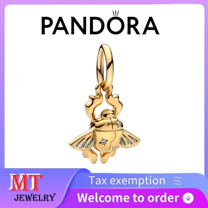 100% S925 bạc cặp đôi nữ Pandora trang sức DIY Disney Aladdin Scarab Beetle Dangle Charm 762345C01