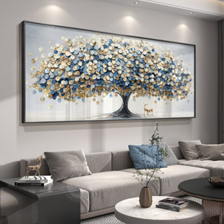 Tranh Treo Tường Cây Tài Lộc Vàng Xanh 3D – Tranh Phong Thủy Hiện Đại Cho Phòng Khách Sang Trọng