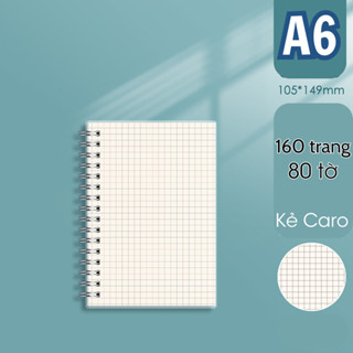  {Rẻ Nhất} Sổ Lò Xo Basic A6 A5 B5 A4 160 Trang Kẻ Caro Ngang Trơn Bìa Trong Suốt Vở Tập Note Kép Rẻ 