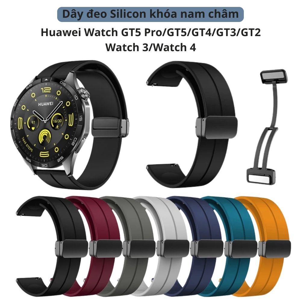 Dây đeo silicon khóa nam châm Huawei GT5/GT5 PRO/GT4/GT3/GT2/GT2 Pro/GT3/GT3 Pro/Watch 3