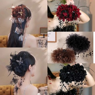 💕Dreamy💕Kẹp tóc cá mập lông vũ Hàn Quốc Gạc thời trang Kẹp tóc tua rua cao cấp