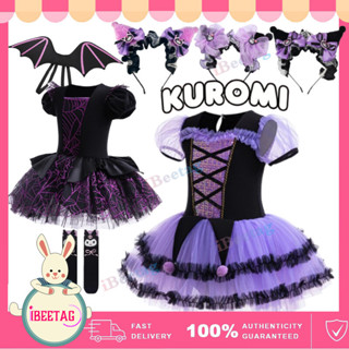 Sanrio Tím Kuromi Đầm Công Chúa Cho Trẻ Em Cô Gái Halloween Xmas Đảng Trang Phục Hóa Trang Quà Tặng Sinh Nhật Nhập Vai Tay Ngắn Múa Ba Lê Quần Áo Sự Kiện Trang Phục
