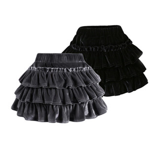 Váy bánh bèo ba lớp nhung nhung cho bé gái Ninlama chân váy tutu biểu diễn