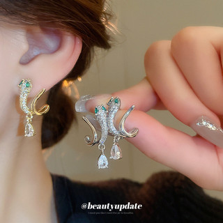 Kim bạc zircon hình rắn giọt nước hoa tai cá tính nữ nhẹ sang trọng cao cấp khí chất