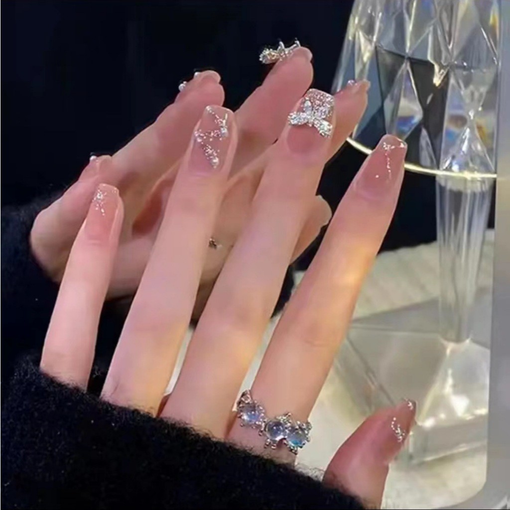 Ảnh 3 của Móng tay giả BEABIAI Nail box kèm keo gắn, dáng ngắn, dài, thiết kế trơn, đính đá sang trọng
