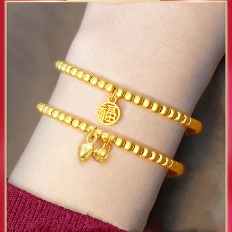 9999 Vòng tay mặt dây chuyền hoa sen vàng nguyên chất 9999 Vàng 24K Anci9999