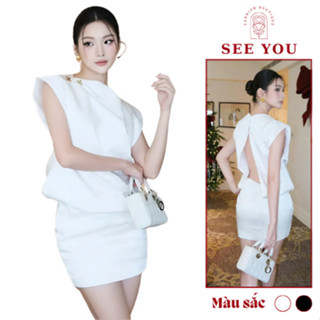Set Đồ Hot Girl Sang Chảnh See You Áo Kiểu Tay Hến Có Kèm Tag Đính Vai Phối Chân Váy Có Bảo Hộ Đi Tiệc Dạo Phố