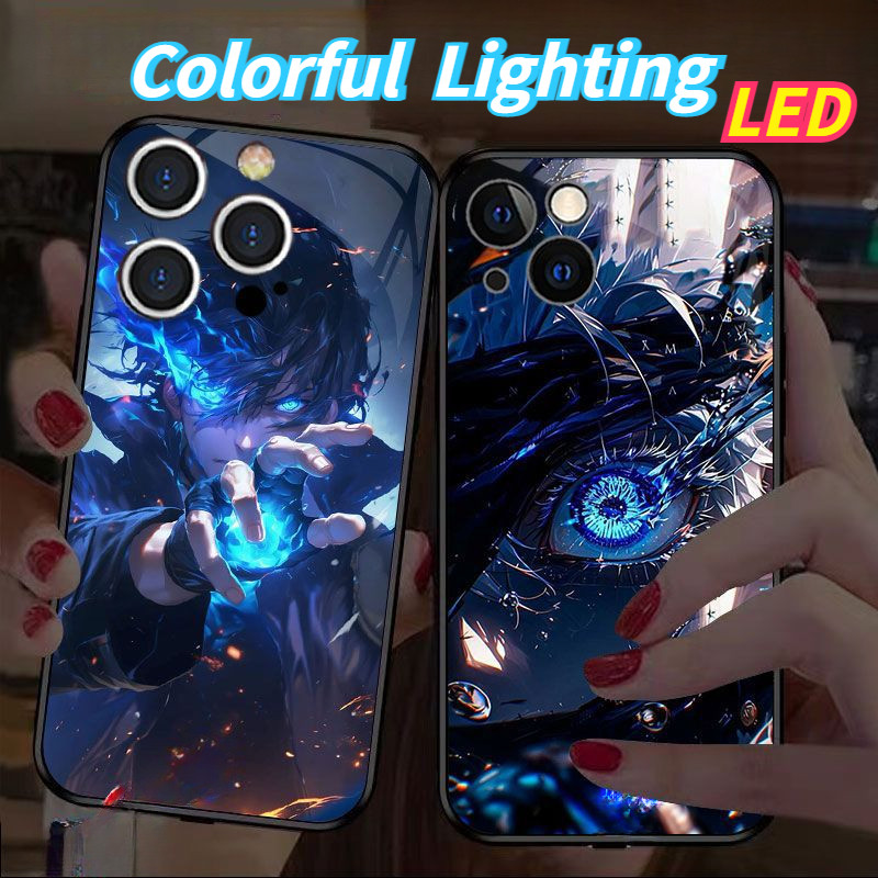 Anime kính LED ánh sáng phát sáng vỏ điện thoại Vỏ bảo vệ iPhone 16promax 16pro 16 15 15Promax 15pro