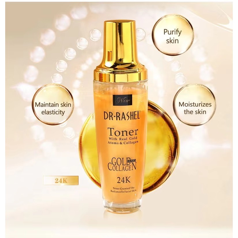 Dr RASHEL Chăm Sóc Da 24K Gold Collagen Toner 120ml Chăm Sóc Lỗ Chân Lông Mặt Thảo Dược Dưỡng Ẩm Tin