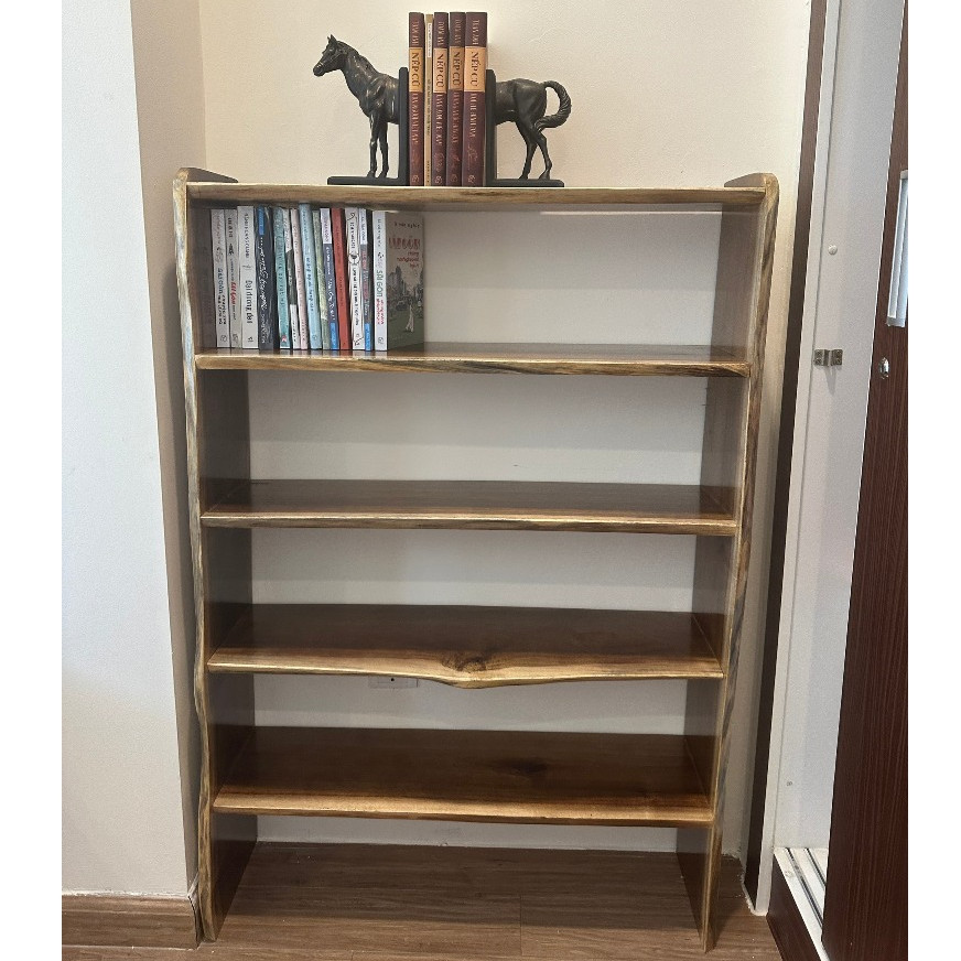 Kệ Sách Gỗ Tràm Tự Nhiên 5 Tầng Đã Lắp Sẵn – Xưởng Mộc Maido