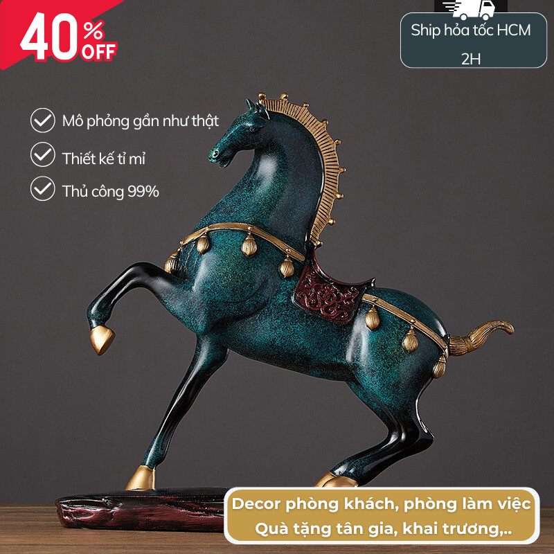 Tượng Mã Đáo Thành Công Resin Joful Home Phong Thủy May Mắn Phong Cách Bắc Âu Hiện Đại.
