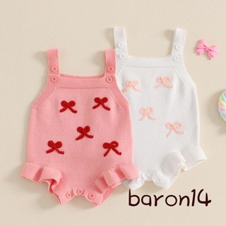 Quần yếm bé gái không tay Nơ dệt kim Áo liền quần Body Quần áo mùa thu cho hàng ngày