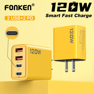 Fonken USB Type C Sạc Nhanh 4 Cổng USB Sạc Điện Thoại Adapter Cho iP Samsung Xiaomi Sạc Tường