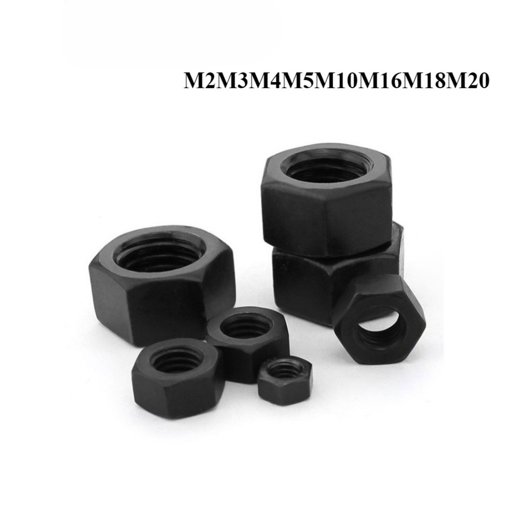 Đai ốc lục giác cường độ cao 8.8 / 12.9 M2M3M4M5M10M16 Mũ vít đai ốc đen GB6170