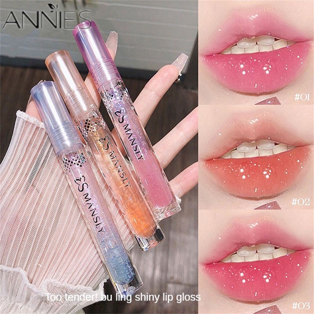 Mansly Lip Gloss Broken Flash Crystal Mirror Hydrating Crystal Lip Care Oil Lip Plumper Repair Moist