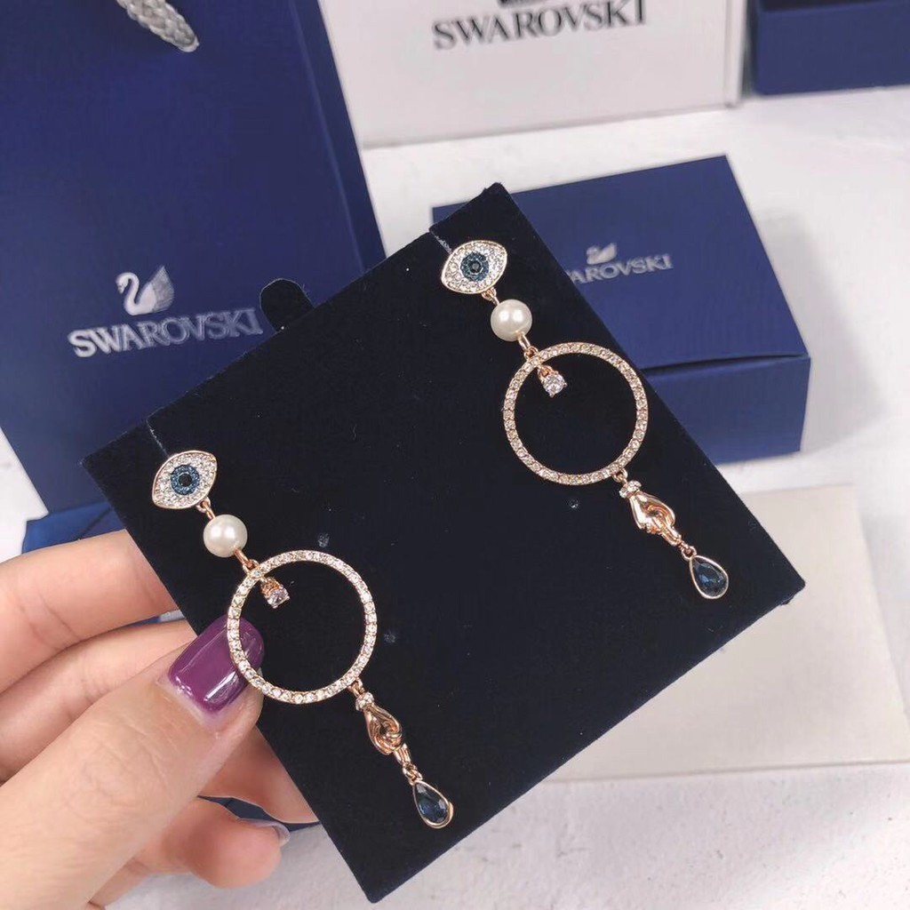 [Sẵn sàng giảm giá] SWAROVSKI SYMBOL Guardian Eye SWAROVSKI SYMBOL Lucky Element Bông tai nữ Tarot H