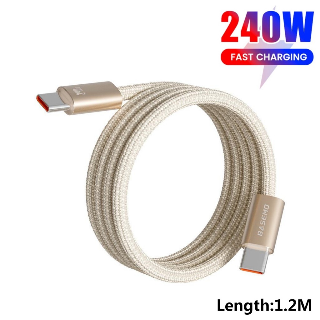 Cáp dữ liệu sạc nhanh 240W USB-C sang USB-C Sạc nhanh Dây kép loại C cho máy tính xách tay Samsung