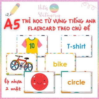 [HOTIS] Set 10 Flashcard A5 học từ vựng Tiếng Anh tiểu học theo chủ đề, thẻ học từ vựng cho bé