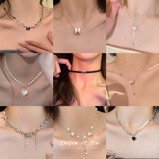 DREJEW Ngọt ngào khí chất kim cương giả ngọc trai tua rua vòng cổ nhẹ sang trọng dây chuyền xương đòn cao cấp