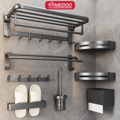 Giá treo khăn treo tường Meidoo đa chức năng không khoan hợp kim nhôm chắc chắn và bền