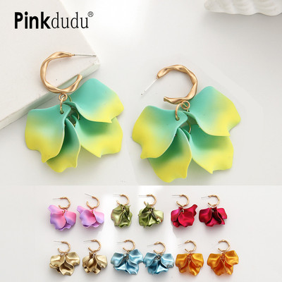 Thời Trang Màu Sắc Gradient Hoa Series Bông Tai Cánh Hoa Paiting Hợp Kim Kẽm Thả Bông Tai Nữ Trang Sức PD2228