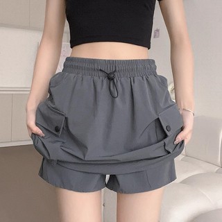 [Lót] Quần yếm Váy Nữ Mùa Hè Mỏng Cao Cấp Chữ a Ống Rộng Ôm Hơn Nhìn Ngắn Mỹ Culottes