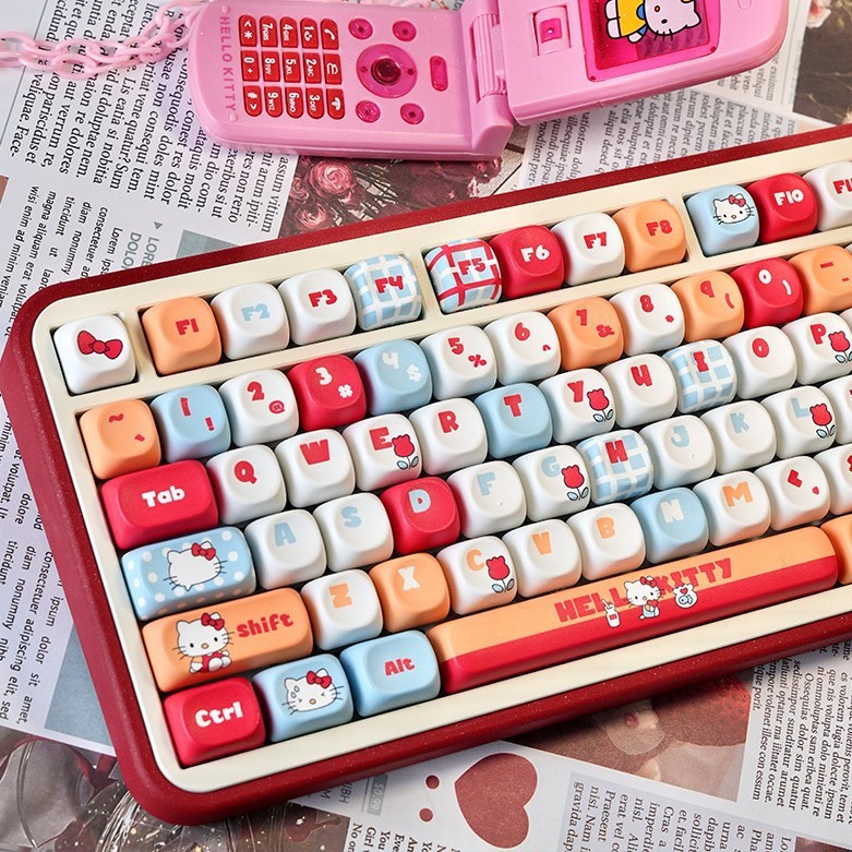 PBT Keycap MOA Hello Kitty Keycap Cá Tính Nhuộm Thăng Hoa Bàn Phím Cơ Văn Phòng Dễ Thương Keycap Thích Ứng Với 61 / 63 / 64 / 67 / 68 / 71 / 75 / 78 / 82 / 84 / 87 / 96 / 98 / 100 / 104 / 108 | BigBuy360 - bigbuy360.vn