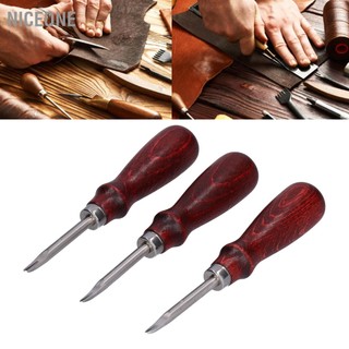 NiceOne  3 chiếc Leather Edger Sharp Bộ dụng cụ cắt tỉa chuyên nghiệp có tay cầm bằng gỗ để da thủ công DIY