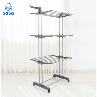 Cây phơi đồ đa năng 3 tầng cao cấp thép không gỉ tiện lợi cho mẹ, cây phơi quần áo có thể di chuyển được tiện lợi
