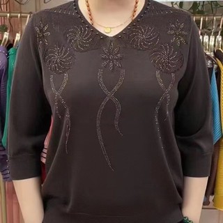 Áo len trung niên nữ thu đông A25 mongtoghi tặng mẹ, bà cổ V mỏng nhẹ dệt kim mặc thu đông U50 U60 U70 giá rẻ Bigsize