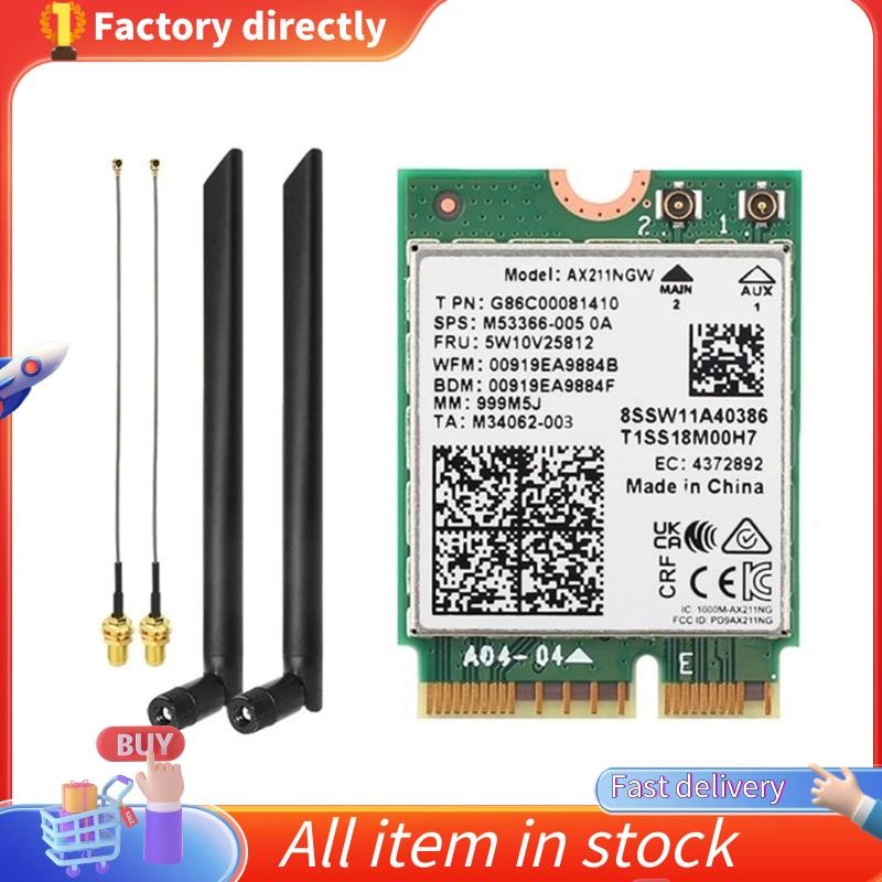 AX211NGW WiFi 6E Tri Band 2.4G / 5G / 6Ghz Thẻ Wifi Mạng Không Dây Bluetooth 5.3 AX211 M.2 CNVio Wif