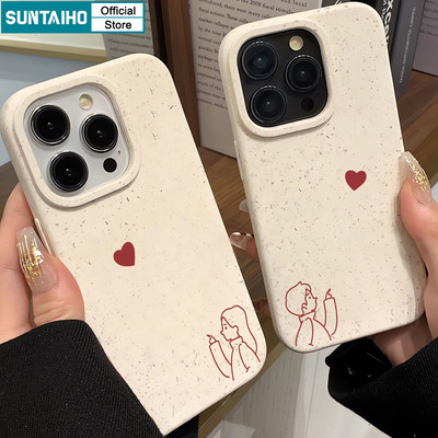 Suntaiho Cặp Đôi Độc Quyền Đơn Giản Và Lãng Mạn Nhân Vật Trái Tim Bộ Vỏ Mềm Chống Sốc Cho iPhone 11 12 13 14 15 16 Pro Max IP 7 8 Plus Iphon X Xs XR Xs Max