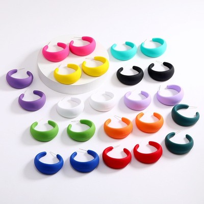 Pinkdudu Phóng Đại Màu Kẹo Hình Chữ C Acrylic Vòng Bông Tai Bông Tai Dành Cho Nữ Trang Sức Quà Tặng PD1854