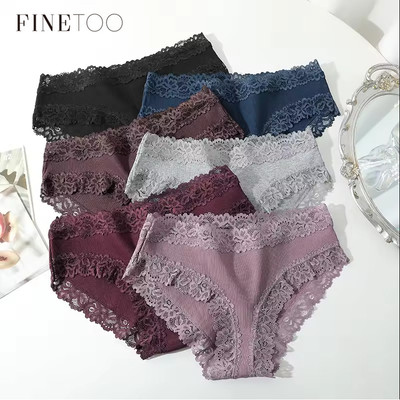 FINETOO Quần Lót Ren Cho Người Phụ Nữ Thoải Mái Quần Đùi Lót Thoáng Khí Gợi Cảm Giữa Eo Quần Lót