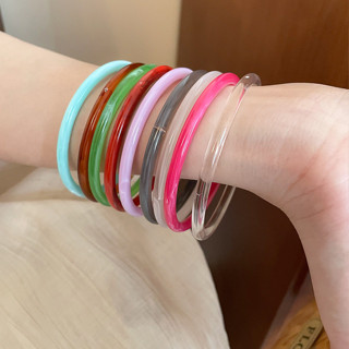 [Jewbeauty] Vòng tay tròn Acrylic mùa hè cá tính thời trang vòng tay đa năng đơn giản trang sức tay cao cấp