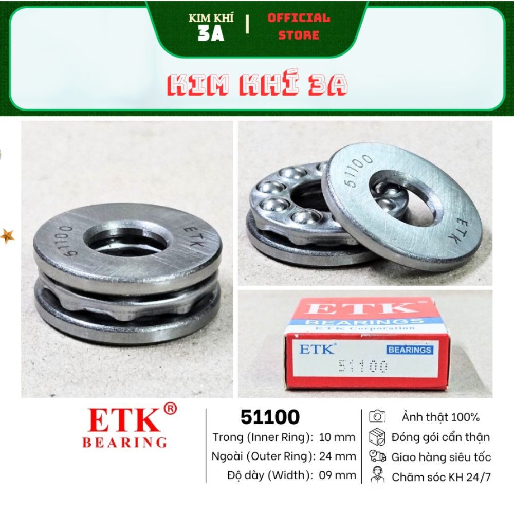 Vòng bi bạc đạn chà, tỳ, đẩy, chặn 51100 51101 51102 51103 51104 51105 51106 51107 51108 51109 ETK