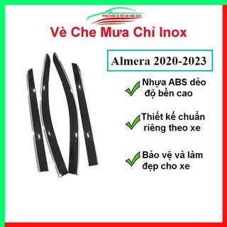 Vè che mưa cho xe ô tô Nissan Almera 2020-2023 chỉ Inox