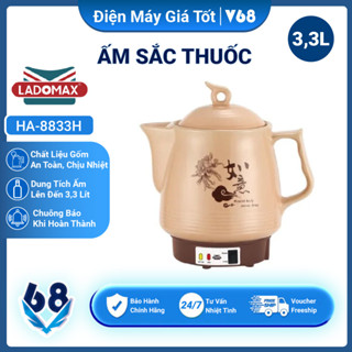  Ấm Sắc Thuốc LADOMAX HA- 8833H 3,3L Có Chuông Báo Mâm Nhiệt Inox Giữ Ấm 2 Chế Độ NấuBH12 tháng -V68 