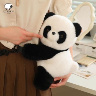 Túi gấu trúc đỏ UTENEW, Ba lô gấu trúc sang trọng lông thú Kawaii, Động vật mềm sáng tạo dễ thương ngoài trời