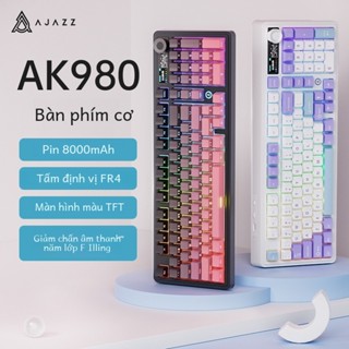 Đầu tiên 15 giảm giá Ajazz AK980 Bàn Phím Chơi Game Cơ Bluetooth RGB Đèn Nền 98 Phím Trao Đổi Nóng Ba Chế Độ Bàn Phím Không Dây Cho PC Laptop Máy Tính Để Bàn