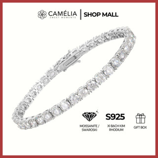 Lắc Tay Tennis Nam Nữ Cao Cấp CAMELIA Kim Cương Moissanite, đá Swarovski, Vòng Tay Tennis Bạc 925 Xi Bạch Kim