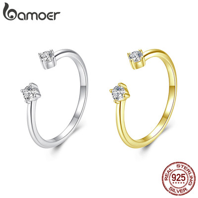 Bamoer 925 Sterling Sliver Mở Nhẫn Moissanite Trang Sức Thời Trang Quà Tặng Cho Nữ