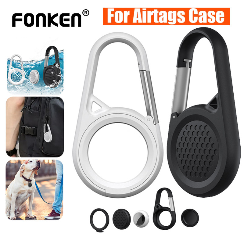 Fonken Chống Thấm Nước Airtag Bảo Vệ GPS Tracker Silicone Case Với Chống Mất Carabiner Cho Aple Airt