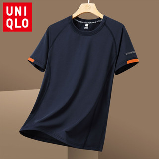 Uniqlo Ice silk thấm mồ hôi thoáng khí nam tay ngắn mùa hè thoáng khí thoáng khí áo thun mát mẻ 