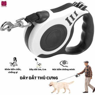 Dây xích tự động cho chó và mèo, dài 3m và 5m, móc xoay 360 độ, dây xích cho chó cỡ nhỏ và vừa có tay cầm